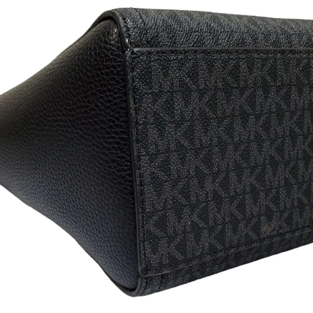 MICHAEL KORS Signature Tote Bag – Black/Charcoal MK Logo, Gold Hardware - Picture 6 of 10